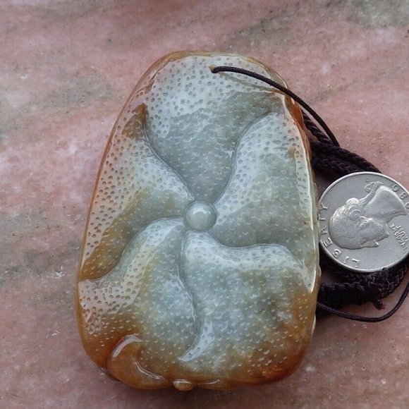 Certified Natural Myanmar Burma A Jade jadeite Gold Fish Lotus Pendant Necklace - Picture 5 of 6